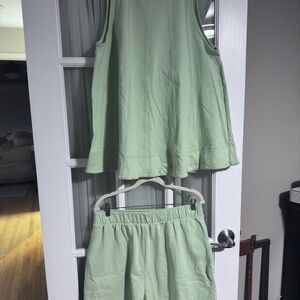 Free People Beach NWOT Large Green Tank Top and Shorts Set